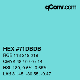 カラーコード: HEX #71DBDB | qconv.com