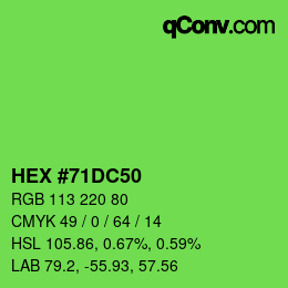 颜色代码: HEX #71DC50 | qconv.com