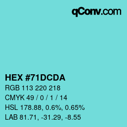 Color code: HEX #71DCDA | qconv.com