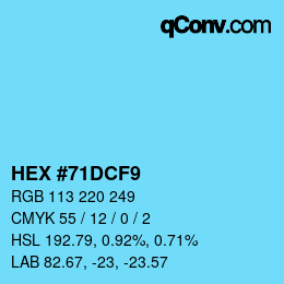 カラーコード: HEX #71DCF9 | qconv.com
