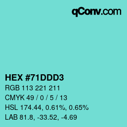 Color code: HEX #71DDD3 | qconv.com
