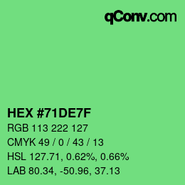 Code couleur: HEX #71DE7F | qconv.com