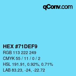 颜色代码: HEX #71DEF9 | qconv.com