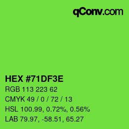 Farbcode: HEX #71DF3E | qconv.com