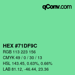 カラーコード: HEX #71DF9C | qconv.com