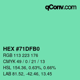 颜色代码: HEX #71DFB0 | qconv.com
