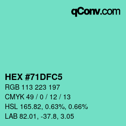 颜色代码: HEX #71DFC5 | qconv.com