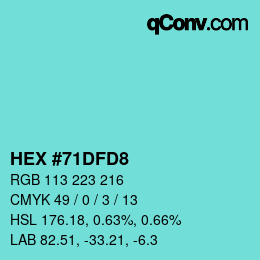 Color code: HEX #71DFD8 | qconv.com