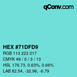 Color code: HEX #71DFD9 | qconv.com