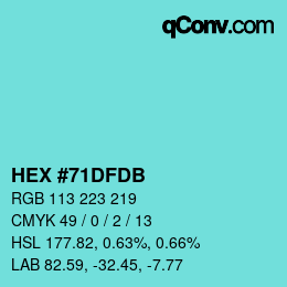 カラーコード: HEX #71DFDB | qconv.com