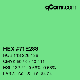 颜色代码: HEX #71E288 | qconv.com