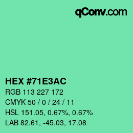 カラーコード: HEX #71E3AC | qconv.com