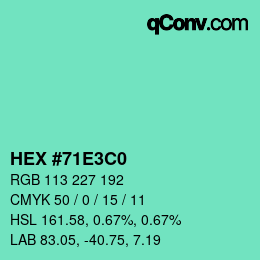Color code: HEX #71E3C0 | qconv.com