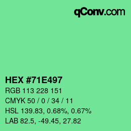 カラーコード: HEX #71E497 | qconv.com