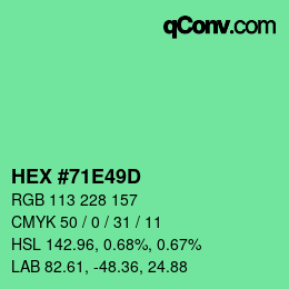 Color code: HEX #71E49D | qconv.com