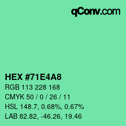 カラーコード: HEX #71E4A8 | qconv.com