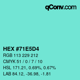 カラーコード: HEX #71E5D4 | qconv.com