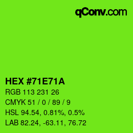 カラーコード: HEX #71E71A | qconv.com