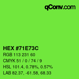 Farbcode: HEX #71E73C | qconv.com