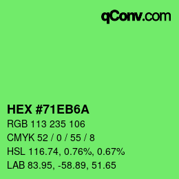 カラーコード: HEX #71EB6A | qconv.com