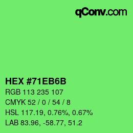 颜色代码: HEX #71EB6B | qconv.com