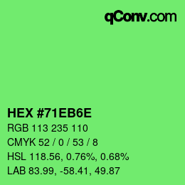 Farbcode: HEX #71EB6E | qconv.com