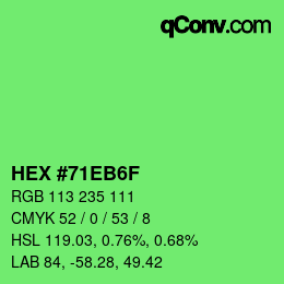 カラーコード: HEX #71EB6F | qconv.com