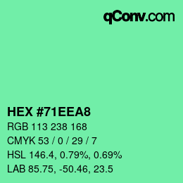 カラーコード: HEX #71EEA8 | qconv.com