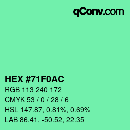 Color code: HEX #71F0AC | qconv.com