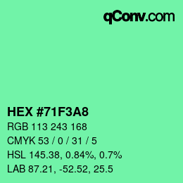 カラーコード: HEX #71F3A8 | qconv.com