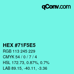 Color code: HEX #71F5E5 | qconv.com