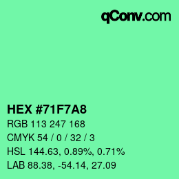颜色代码: HEX #71F7A8 | qconv.com