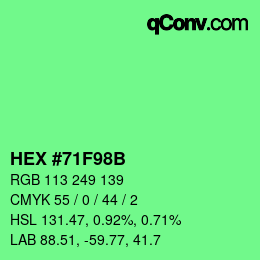 颜色代码: HEX #71F98B | qconv.com