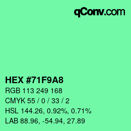 Color code: HEX #71F9A8 | qconv.com