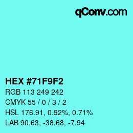 Color code: HEX #71F9F2 | qconv.com