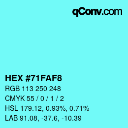 Color code: HEX #71FAF8 | qconv.com