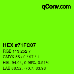 Color code: HEX #71FC07 | qconv.com