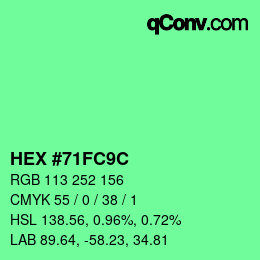 カラーコード: HEX #71FC9C | qconv.com