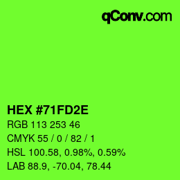 カラーコード: HEX #71FD2E | qconv.com
