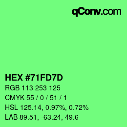 颜色代码: HEX #71FD7D | qconv.com