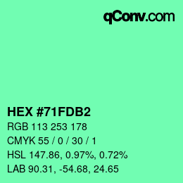 カラーコード: HEX #71FDB2 | qconv.com