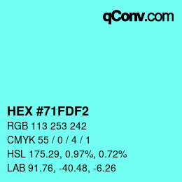 颜色代码: HEX #71FDF2 | qconv.com