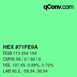 Color code: HEX #71FE9A | qconv.com