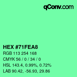 カラーコード: HEX #71FEA8 | qconv.com