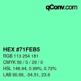 カラーコード: HEX #71FEB5 | qconv.com