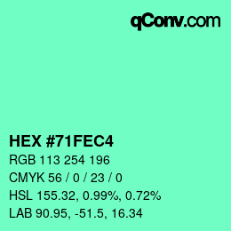 Color code: HEX #71FEC4 | qconv.com