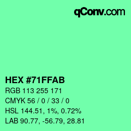 Color code: HEX #71FFAB | qconv.com