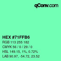 Color code: HEX #71FFB6 | qconv.com