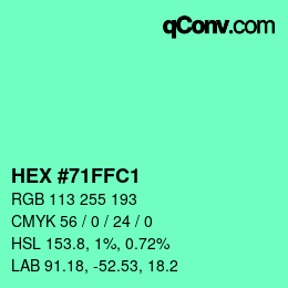 Color code: HEX #71FFC1 | qconv.com