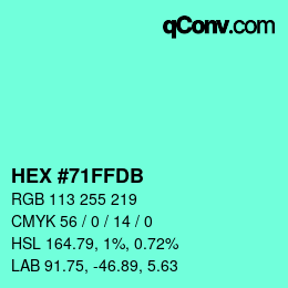 カラーコード: HEX #71FFDB | qconv.com